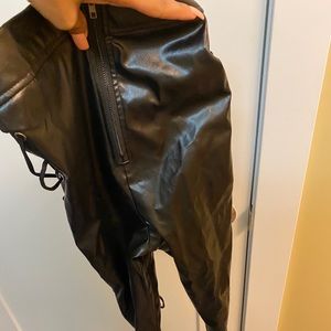 Leather lace up pants